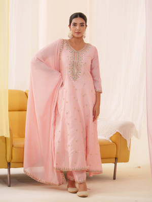 D W APPARELS Embellished Anarkali Kurta, Bottom & Dupatta Set