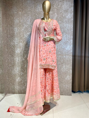 ADAB SAREES Printed Kurta, Sharara & Dupatta Set