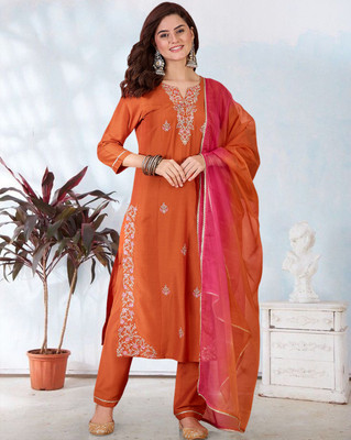 Tasrika Embroidered Kurta, Trouser/Pant & Dupatta Set