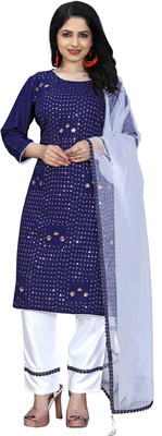 HOUSE OF COMMON Embellished Kurta, Churidar & Dupatta Set