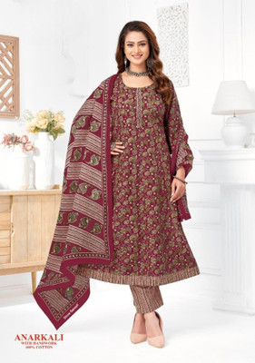 HD DESIGN Printed Anarkali Kurta, Bottom & Dupatta Set