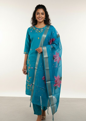 shhop Embroidered Kurta, Trouser/Pant & Dupatta Set