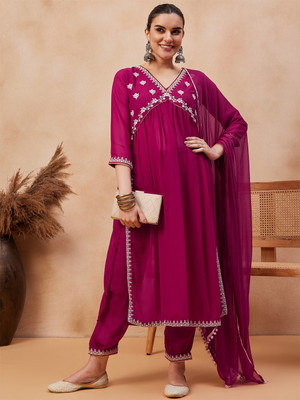 Lerkiza Embroidered Kurta, Churidar & Dupatta Set