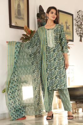 AF ASHA FABRICS Printed Kurta, Trouser/Pant & Dupatta Set