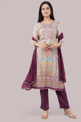 Eelika Floral Print Kurta, Trouser/Pant & Dupatta Set