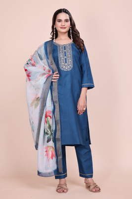 hp fashion Embroidered Kurta, Trouser/Pant & Dupatta Set