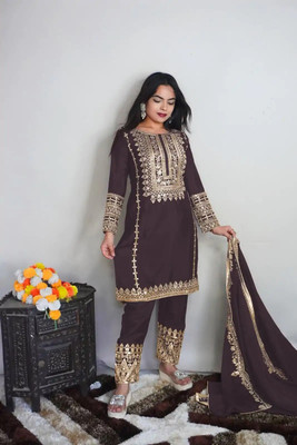 legacyethnic Embroidered Kurta, Trouser/Pant & Dupatta Set