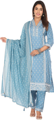 NANAK FEB Embroidered Anarkali Kurta, Bottom & Dupatta Set