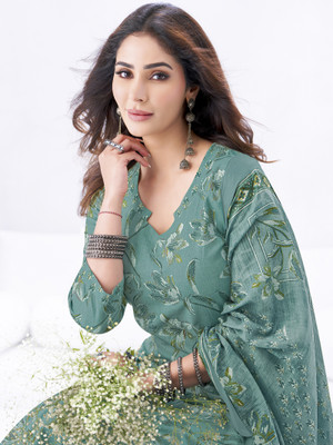 Larqi Floral Print Kurta, Trouser/Pant & Dupatta Set