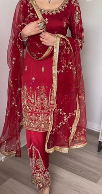 Mahi Fashion Embroidered Kurta, Trouser/Pant & Dupatta Set