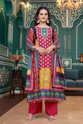 HBJ FASHION Self Design Anarkali Kurta, Bottom & Dupatta Set