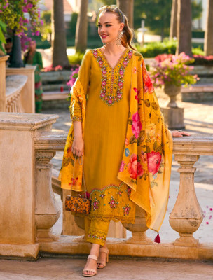 WAZIX Clothing Embroidered Kurta, Trouser/Pant & Dupatta Set