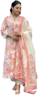 BNA BNAYA Embroidered, Floral Print Kurta, Trouser/Pant & Dupatta Set