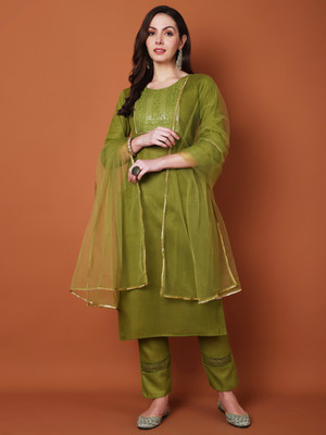 Zinariya Fab Embroidered Kurta, Churidar & Dupatta Set