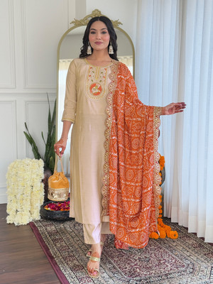 KYADA FAB Embroidered Kurta, Trouser/Pant & Dupatta Set