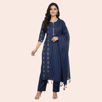 ZEEFAB Printed Kurta, Trouser/Pant & Dupatta Set