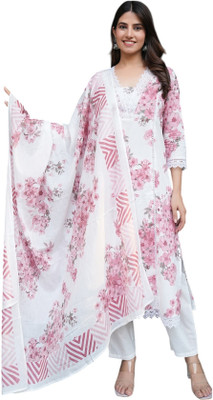 MF HAYAT Floral Print Kurta, Trouser/Pant & Dupatta Set
