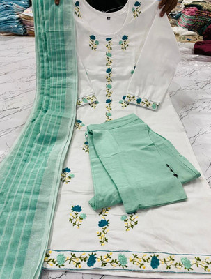 m a enterprises Embroidered Kurta, Trouser/Pant & Dupatta Set
