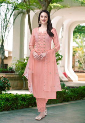 Trendmalls Embroidered Kurta, Trouser/Pant & Dupatta Set