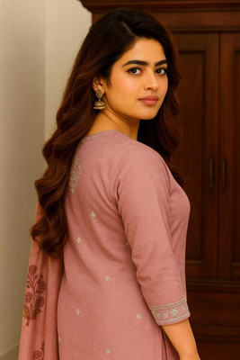 FANCIFUL Embroidered Kurta, Churidar & Dupatta Set