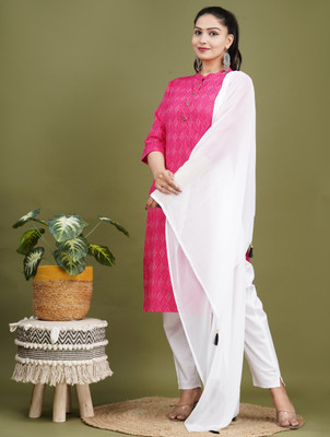 CHECHI Self Design Kurta, Trouser/Pant & Dupatta Set