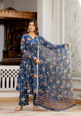 Leriya Fashion Printed Anarkali Kurta, Bottom & Dupatta Set