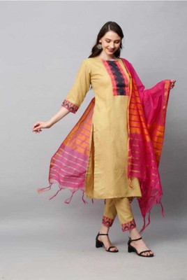 AnAdhTex Self Design Kurta, Palazzo & Dupatta Set