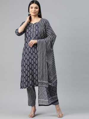 Readiprint Fashions Printed Kurta, Palazzo & Dupatta Set