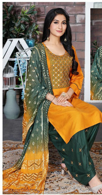 jaygurudev tex Embroidered Kurta, Patiala & Dupatta Set
