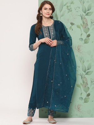 Nayo Embellished Kurta, Palazzo & Dupatta Set