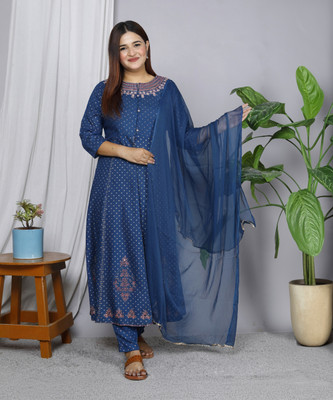 Patni Ethnic Embroidered Kurta, Palazzo & Dupatta Set