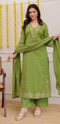 S Global Solid Kurta, Palazzo & Dupatta Set
