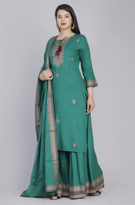 KROWFLY Self Design Kurta, Palazzo & Dupatta Set