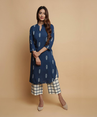 BIBA Printed Kurta, Palazzo & Dupatta Set