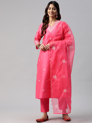 YURI'S Solid Kurta, Trouser/Pant & Dupatta Set