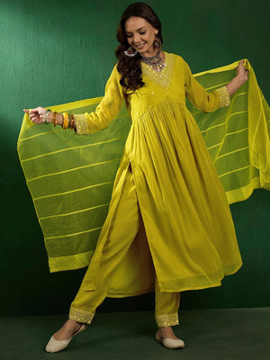 Kvsfab Embroidered Kurta, Trouser/Pant & Dupatta Set