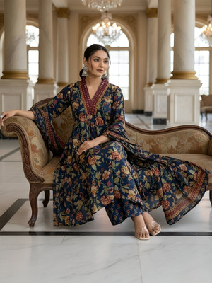 FADIFY FASHION Printed Kurta, Palazzo & Dupatta Set