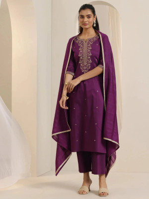 VED CREATION Embroidered Kurta, Trouser/Pant & Dupatta Set