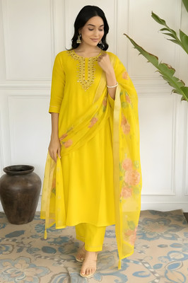 Aksa Fashion Embroidered Kurta, Sharara & Dupatta Set