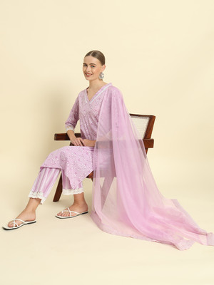KBZ Printed Kurta, Palazzo & Dupatta Set