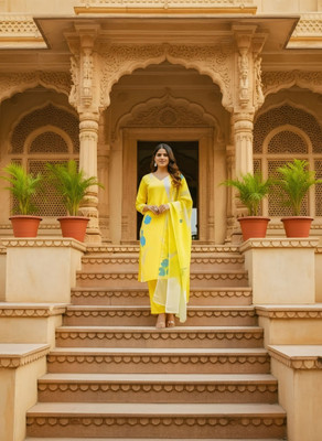 INSPIREFASHION Solid Kurta, Salwar & Dupatta Set