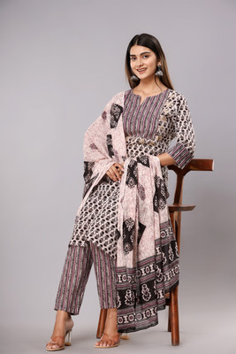 KRATI CREATIONS Floral Print Kurta, Trouser/Pant & Dupatta Set