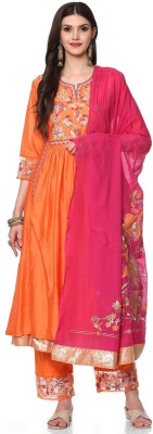 BIBA Embroidered Kurta, Churidar & Dupatta Set