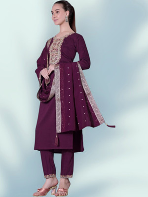vedu Embroidered Kurta, Salwar & Dupatta Set
