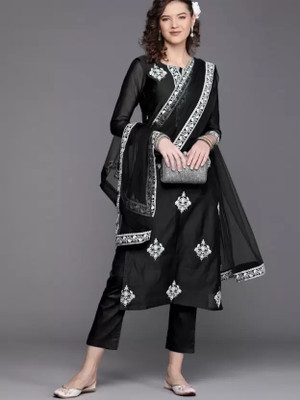 Bharat Origin Embroidered Kurta, Salwar & Dupatta Set
