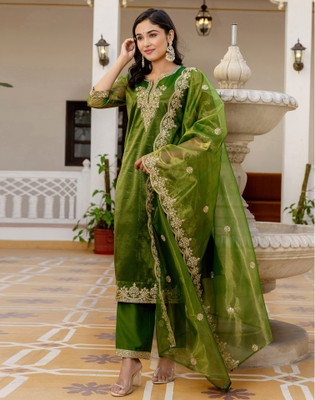 Skylee Embellished, Embroidered Kurta, Trouser/Pant & Dupatta Set