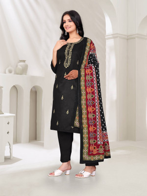 Talavad Embroidered Kurta, Churidar & Dupatta Set