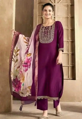 krinjalcreation Embroidered Kurta, Trouser/Pant & Dupatta Set