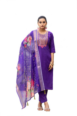 FAIRYPINK Embroidered Kurta, Trouser/Pant & Dupatta Set