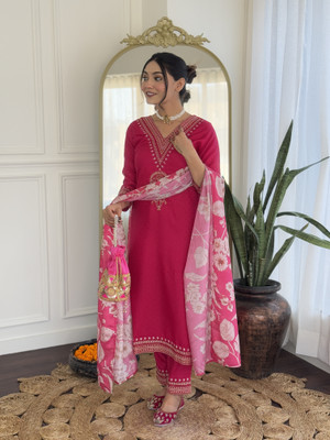 Royal silkfashions Embroidered Kurta, Trouser/Pant & Dupatta Set